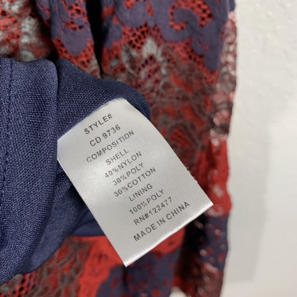 NSR Napean Sea Rd Red Lace Fitted Flare Mini Dress Scalloped V Neck Size Medium - Picture 10 of 10